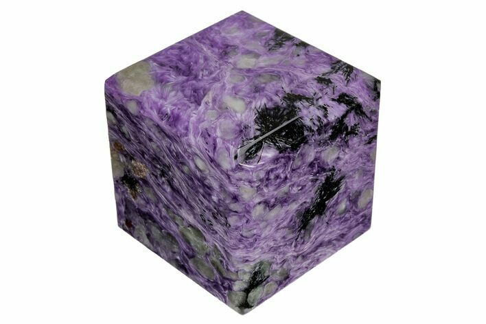Polished Purple Charoite Cube - Siberia, Russia #211791